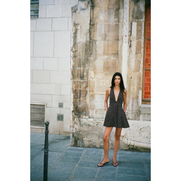 ZARA POLKA DOT HALTER SHORT DRESS - Picture 2 of 6